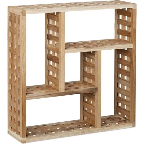 Mensola da parete decorativa bagno 5 scomparti portaoggetti moderno 70 x 20 x 10 cm in legno noce 130003569
