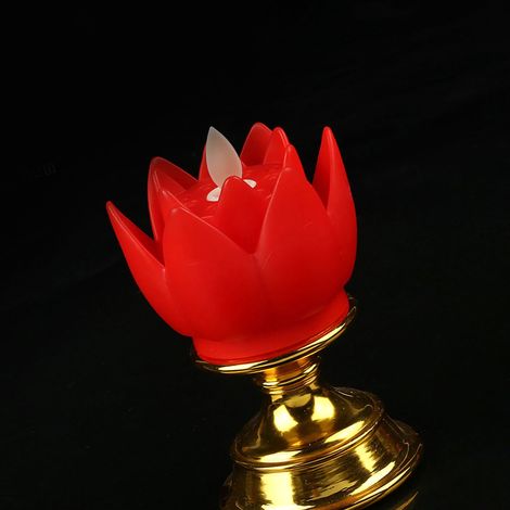 Lampes Lotus LED Bougie Simulée Design Mèche Lumière Douce Naturelle Décoration Bouddha Fleur Rouge (1/4)