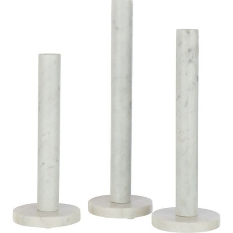 Lot de 3 Bougeoirs en Marbre "Bali" 40cm Blanc (1/4)