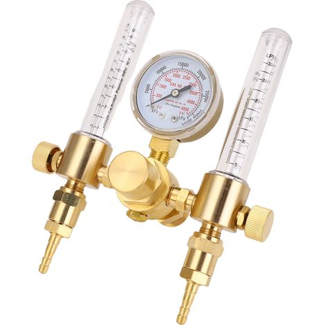 Détendeur d'argon avec débitmètre double sortie 0-60CFH 0-4500PSI entrée CGA580 pour soudage TIG MIG (1/5)