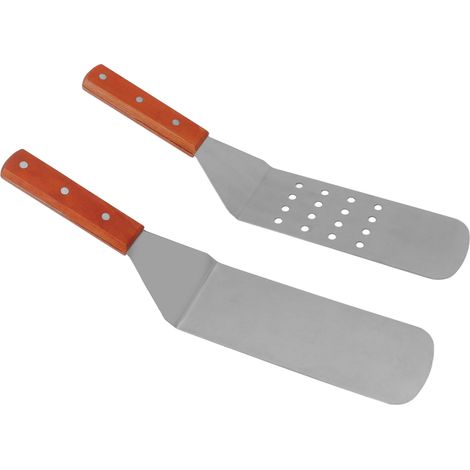 Spatule pour barbecue, spatule plate, acier inoxydable, prise en main confortable, manche en bois, résistante à la chaleur, facile à nettoyer, accessoires de cuisine durables pour barbecue, spatule ro (1/5)