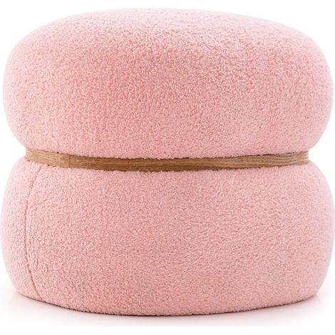 Costway – Tabouret de coiffeuse en fausse fourrure – Repose-pieds rembourré – Base stable avec patins antidérapants – Capacité 300 kg – Dimensions 44x35x35 cm – Rose