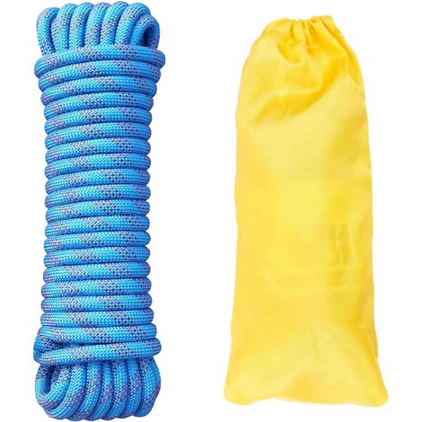 10mm Corde Statique 60m pour Secours en Hauteur Nylon haute résistance, solide et durable, pour alpinisme, gréement, amarrage et levage, bleu (1/5)