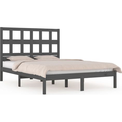 Maison Exclusive - Massivholzbett Grau Kiefer 200x200 cm