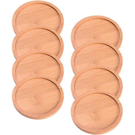 Plateau anti-fuite en bambou pour pots de fleurs, compatible avec les plantes, pour la récupération de l'eau (8 pièces) (1/5)