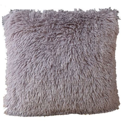 Pair Lot de 2 housses de coussin en fausse fourrure de luxe, super douces, gris, 43x43 cm, pour canapé, chambre, lit.