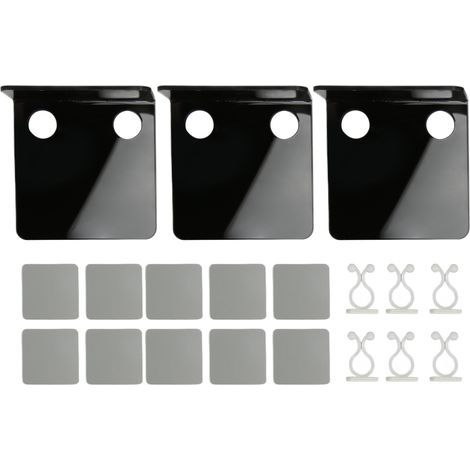 Étagère murale pour 3 petites caméras de sécurité avec 6 clips de câble et 10 bandes adhésives en acrylique imperméable, sans perçage, pour haut-parleurs (noir). (1/5)