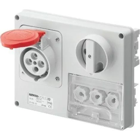 GEWISS GW66130 - Presa Fissa Interbloccata orizzontale - Senza Fondo - con base Portafusibili - 3P+T 16A 380-415V - 50/60HZ 6H - IP44