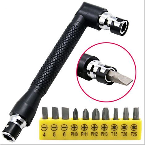 EASYCOMFORT Mini embouts de tournevis 6.35mm clé à douille 1/4 pouces bielle à double tête en forme de L ensemble d'outils 19 pièces (1/5)