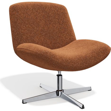 Fauteuil pivotant en velours texturé terracotta ABY (1/5)