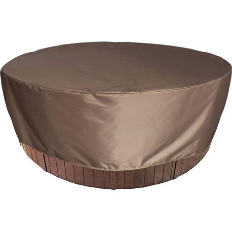 Runde Whirlpool-Abdeckung, runde Gartentisch-Abdeckung mit Gummizug für Badewannenmöbel im Freien, 215 x 70 cm (braun) (1/5)