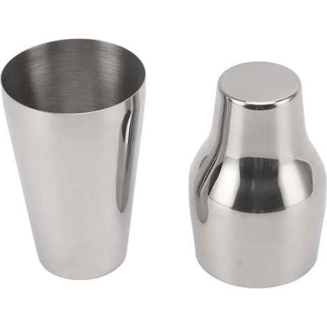 Cocktailshaker aus Edelstahl im französischen Stil, 2-teilig, Martini-Mixer, Getränkeshaker, Bar, Zuhause, Camping, Picknick, Silber (1/5)