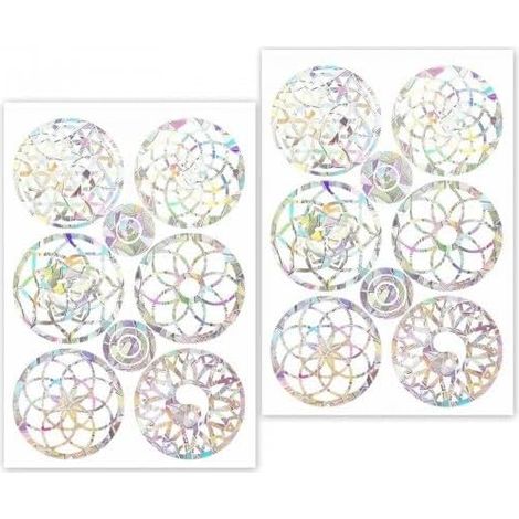 Pack of 16 Anti-Collision Stickers, Prism Window Stickers, Circle, Bird Anti Foil, Rainbow Window Film, Prism Window Decals to Prevent Bird Strikes (1/5)