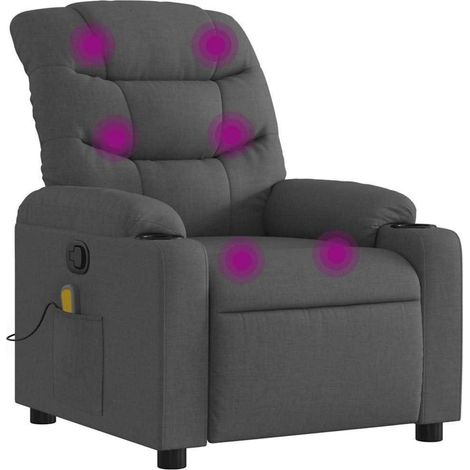 Massagesessel mit Liegefunktion, verstellbare Rückenlehne, dunkelgrauer Stoff (1/5)