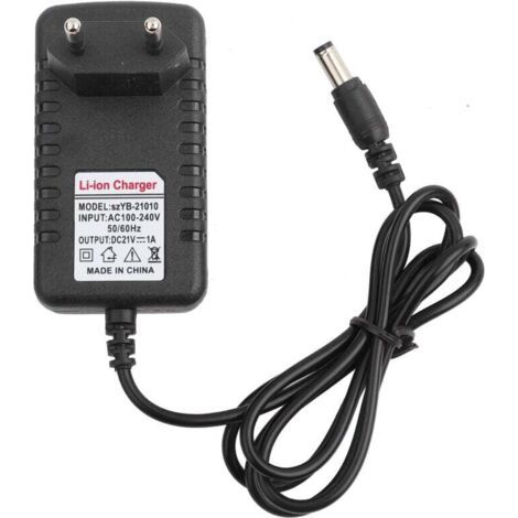 Adaptateur de chargeur Li-ION 21V 1A – Noyau cuivre épais – Port 5,5 x 2,5 mm – Prise UE – Protection contre surtensions (1/5)