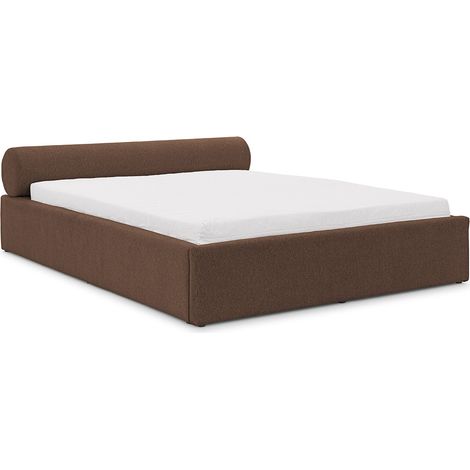 Billy - lit coffre - 140x190 cm - en tissu texturé - sommier inclus - marron (1/5)
