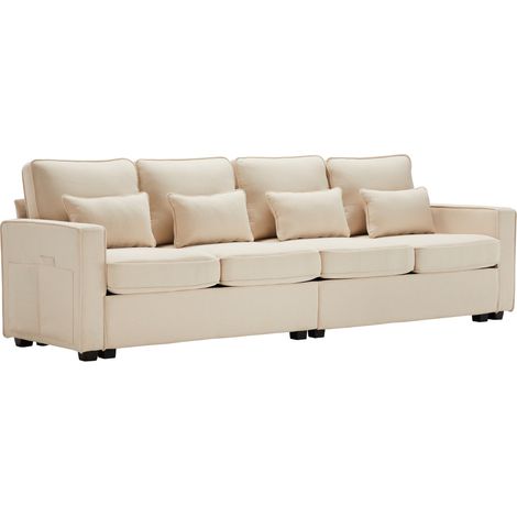Canapé 4 places en lin beige 264.00x83.00x87.00 cm style simple ZIPSOFA Canapé (1/5)