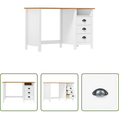 vidaXL Bureau enfant - Bureau Hill avec 3 tiroirs 120x50x74 cm Pin solide (1/5)