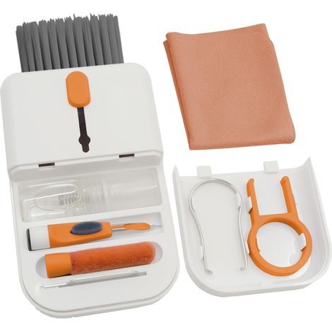 Kit de nettoyage pour clavier d'ordinateur portable, PC et iPhone/iPad/MacBook Pro, spray nettoyant écran 11 en 1 pour appareils électroniques(orange)