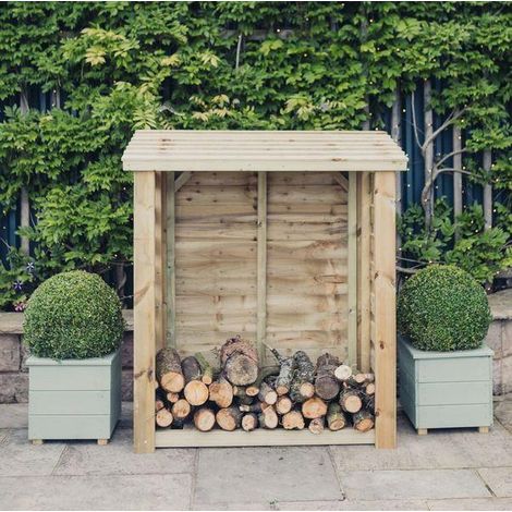 Heavy Duty Logstore Outdoor Fire Wood Kindling and Log Shelter - Timber - L60 x W150 x H120 cm - Minimal Assembly Required (1/3)