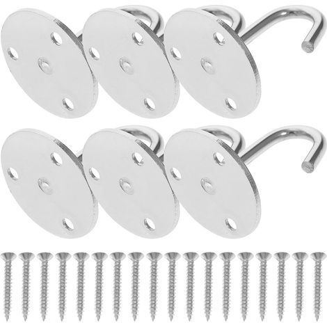 6 crochets plafond, inox, argenté, pour suspension et maison (1/5)