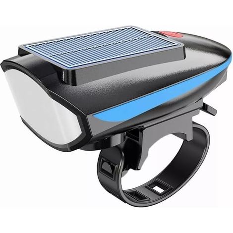 Luz solar para bicicleta con bocina,Alarma de 120 dB y alcance de 80 m,3 modos de luz + 5 modos de sonido,Recargable por USB/solar (1/5)