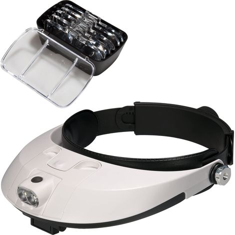 Kopflupe mit LED-Lampe, Vergrößerungsglas für Reparaturen, Schmuckherstellung, Nähen, Bastelarbeiten und Stromkreisüberwachung. (1/5)