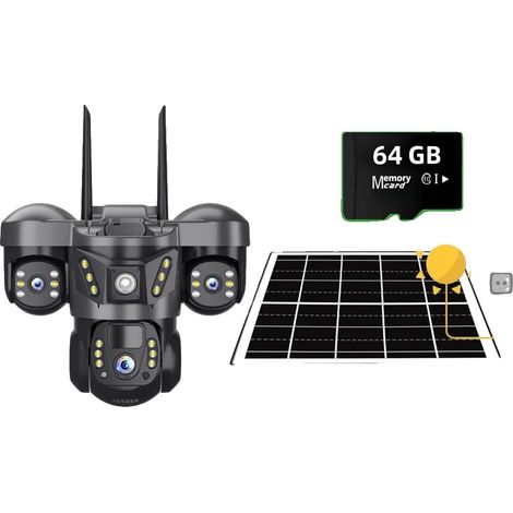 Cámara de seguridad, zoom 10X, visión nocturna, Wi-Fi, para juegos + tarjeta de memoria de 64 GB (1/2)