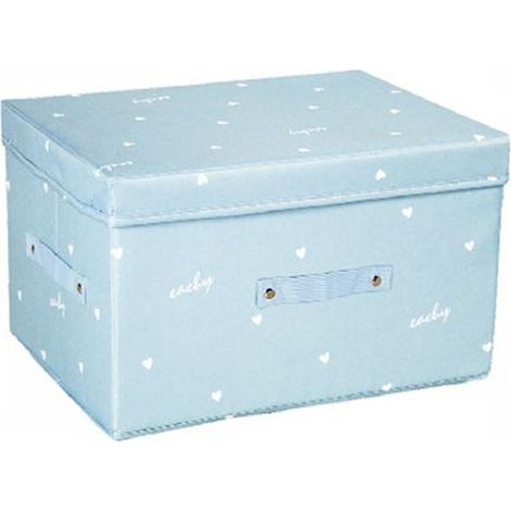 TrAdE Shop Traesio - Box Scatola Salvaspazio Armadio Contenitore Porta Oggetti Organizer 35x30x20 Cm - Celeste (1/3)
