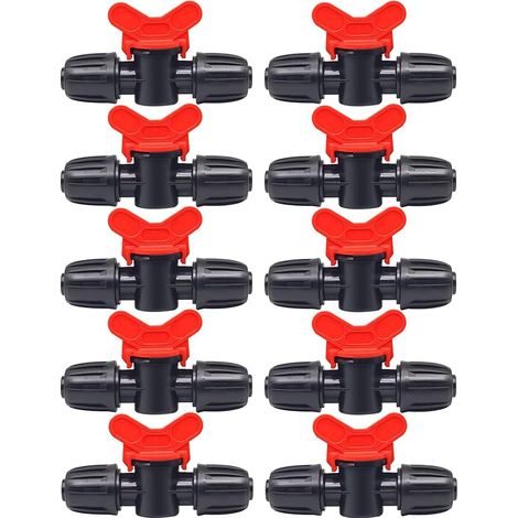 Confezione da 10 valvole per irrigazione – rubinetti da giardino in plastica con doppio attacco maschio – per tubo flessibile di 16 mm di diametro (1/5)