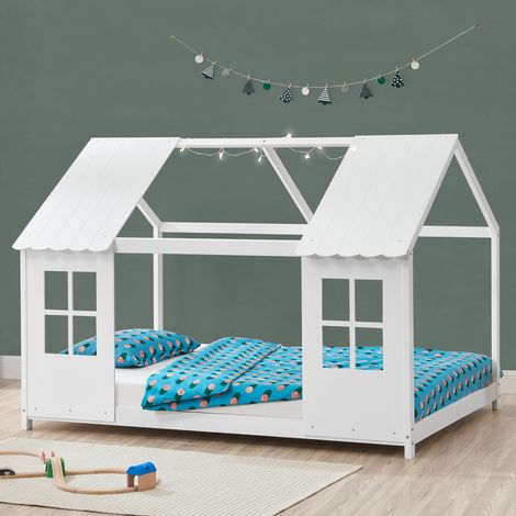 Cama para niños Tostedt en forma de casita 120x200 cm - Blanco [en.casa]