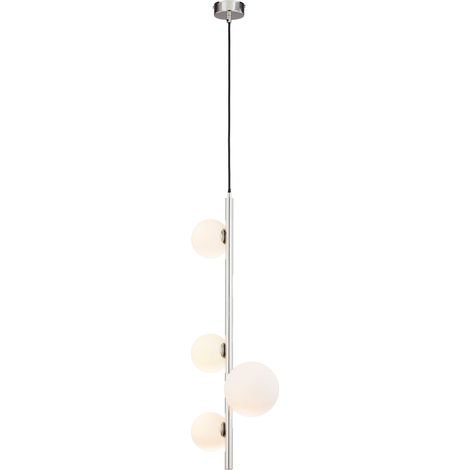 Lampada sospensione Taida nichel 4 G9 sfere bianche (1/3)