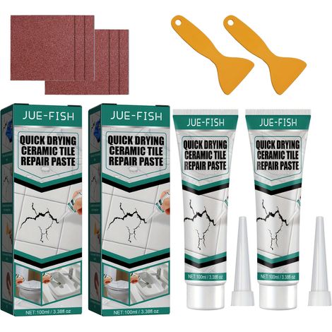 Pasta reparadora de azulejos de cerámica de secado rápido, sellador impermeable para pisos de cerámica (2 piezas) (1/5)