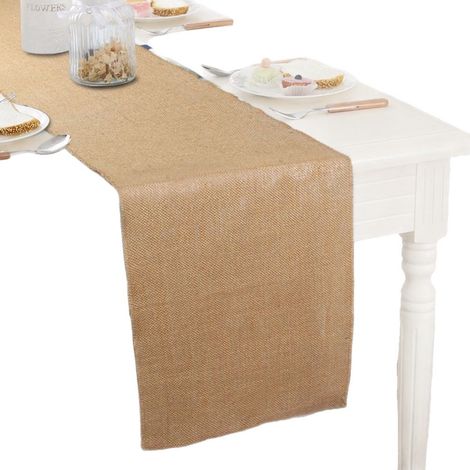 chemin de table nappe chemin de table rustique style vintage accessoire décoratif jute jaune (1/5)