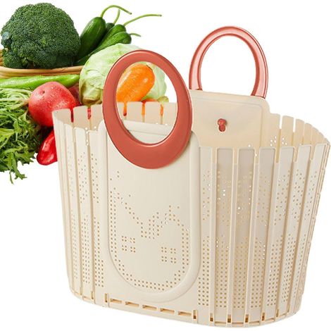 Laundry Basket, Foldable Toiletry Storage, Handheld Basket with Handle, Ventilated Space Saving, Ideal for Bathroom, College Dorm, Rv, Kids Room, Laundromat, Bedroom Organization (1/5)