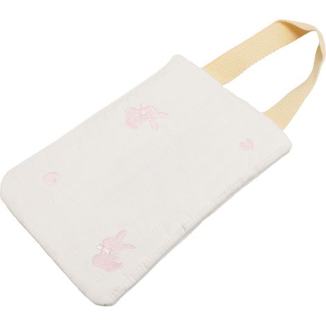 Distributeur de lingettes bébé en coton, portable, rechargeable et réutilisable, avec motif brodé et fermeture éclair, pochette de voyage en forme de lapin. (1/5)