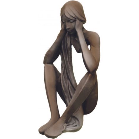 Jardinex – Statue de jardin Tristan assis en pierre reconstituée – Finition demi-rouille – Hauteur 86 cm – Résistante aux intempéries (1/4)