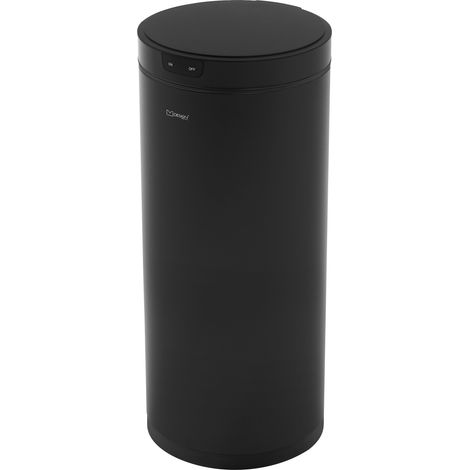 ML-Design Cestino per Rifiuti con Sensore di Movimento 40L, Rotondo in Acciaio Inox Nero, Apertura e Chiusura Automatica, Anello per Sacchetti, Pattumiera Elettrica per Cucina e Ufficio