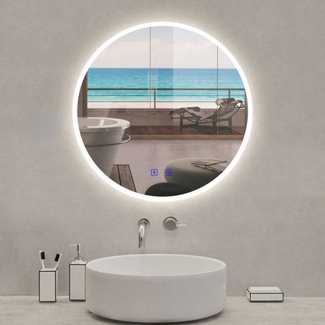 Biubiubath 600mm Round Bluetooth Bathroom LED Mirror with Lights Demister Pad (1/5)
