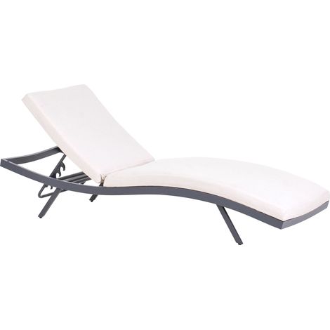 Sonnenliege mit Kissen AMELIA Metall Hellbeige