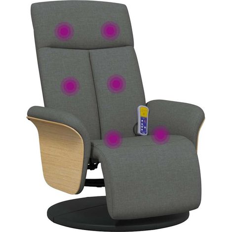 Poltrona Reclinabile Massaggi Poltrona Relaxo Poggiapiedi Grigio Scuro Tessuto (1/4)