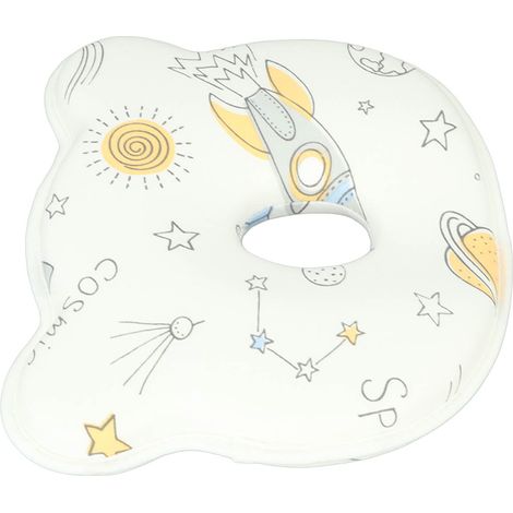 Oreiller de positionnement pour bébé afin de prévenir le syndrome de la tête plate, imprimé dessin animé, oreiller de sommeil en coton doux, imprimé spatial. (1/5)