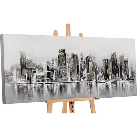 Gemälde Abstrakt schwarz-weiße Stadt Megapolis 120x60 cm (1/5)