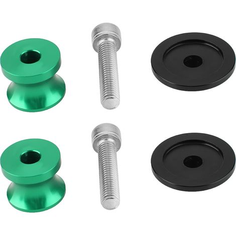 Lot de 2 bobines pour bras oscillant moto en aluminium anodisé CNC vert Ø32x40mm trou 8mm pour béquille arrière (1/5)