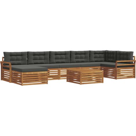Ensemble de canapés d'extérieur 8 pc Naturel et Anthracite vidaXL (1/5)