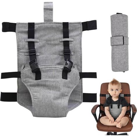 Harnais de sécurité enfant – Gris – 6-36 mois – Ceinture de chaise portable – Restaurant et maison (1/5)