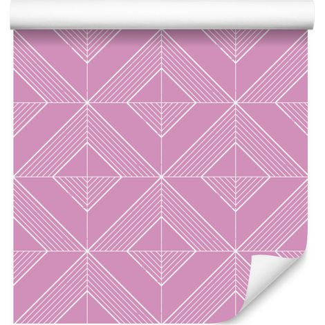 Carta da parati con motivo geometrico a rombi, rosa cipria, dettagli delicati, 50x1000 cm (1/5)