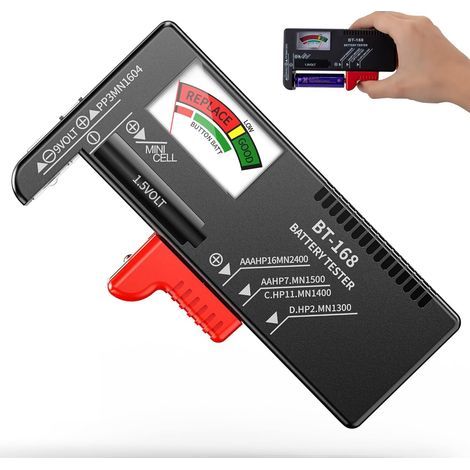Testeur de Piles Universel,Testeur Pile,contrôleur de batterie pour AA AAA C D 9V 1.5V Batteries (Noir) (1/5)