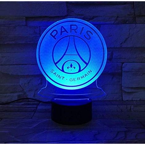 BEBUSINGOTO Veilleuse LED FC Paris Saint-Germain Football Club 3D Illusion Kids Football Logo PSG Lampe de Bureau (1/5)