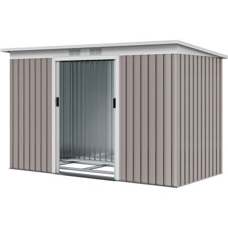 Abri de jardin 3,2 m² 280x130x172 cm avec portes coulissantes et aérations gris clair